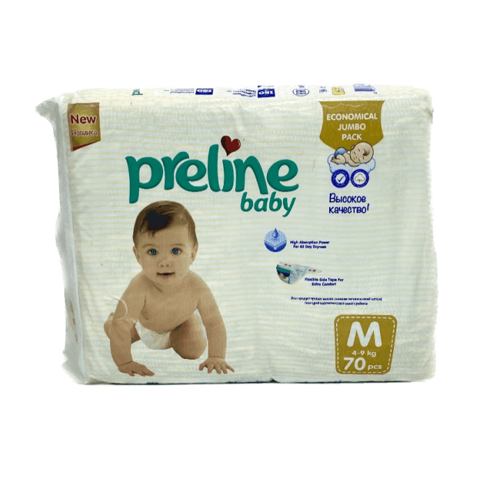 Preline Baby подгузники 70 шт/M 4-9 кг