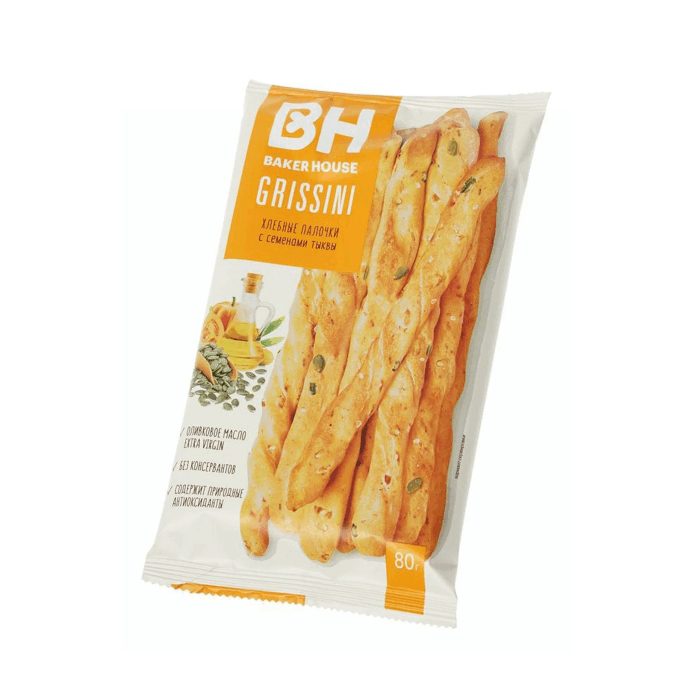 Хлебные палочки с сем.тыквы GRISSINI 80Г