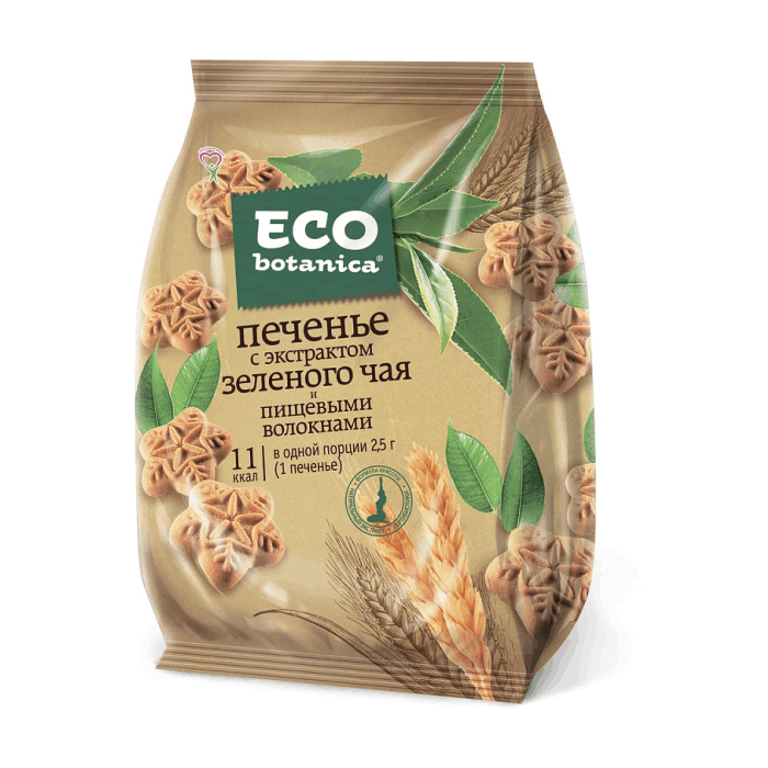 Eco-botanica Печенье с экстрактом зеленого чая и пищевыми волокнами 200 гр