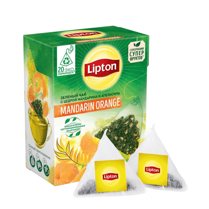 Чай Lipton зел. Мандарин и апельсин (20 пак)