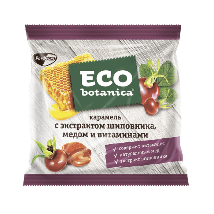 Карамель Eco_botanica с экстрактом шиповника медом и витаминами 150 гр