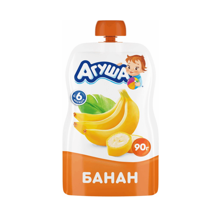 Пюре фрукт. Агуша Банан 90г (дой-пак)