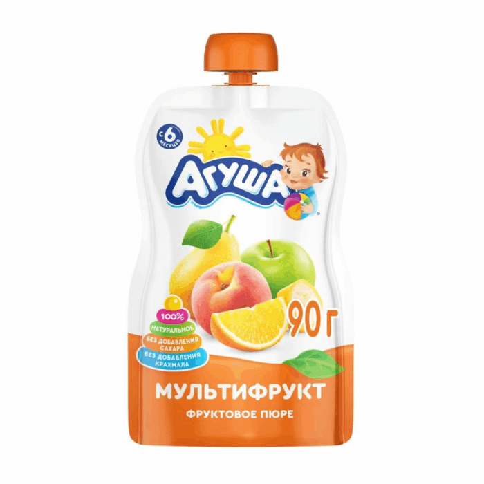 Пюре фрукт. Агуша Мульти. 90г (дой-пак)