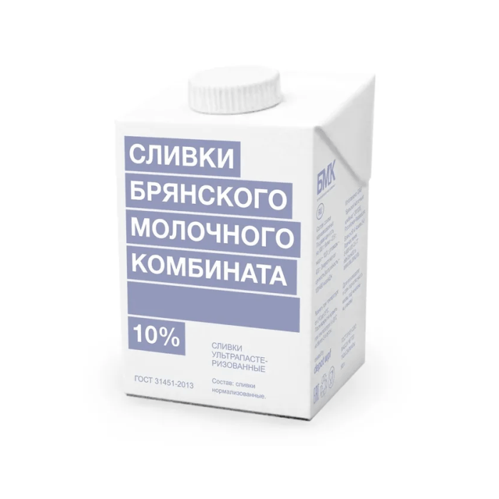 Сливки ультрапастер.БМК 10% (500 г)**