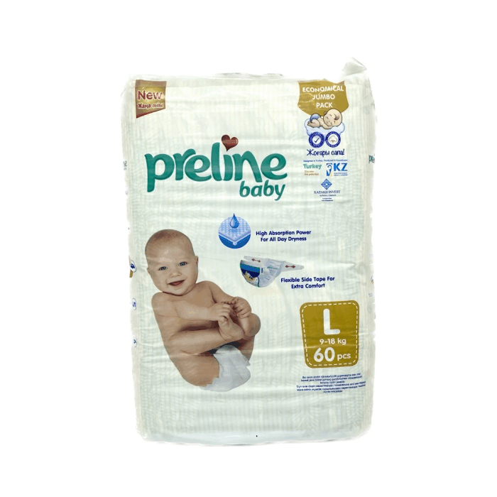 Preline Baby подгузники 60 шт/L 9-18 кг