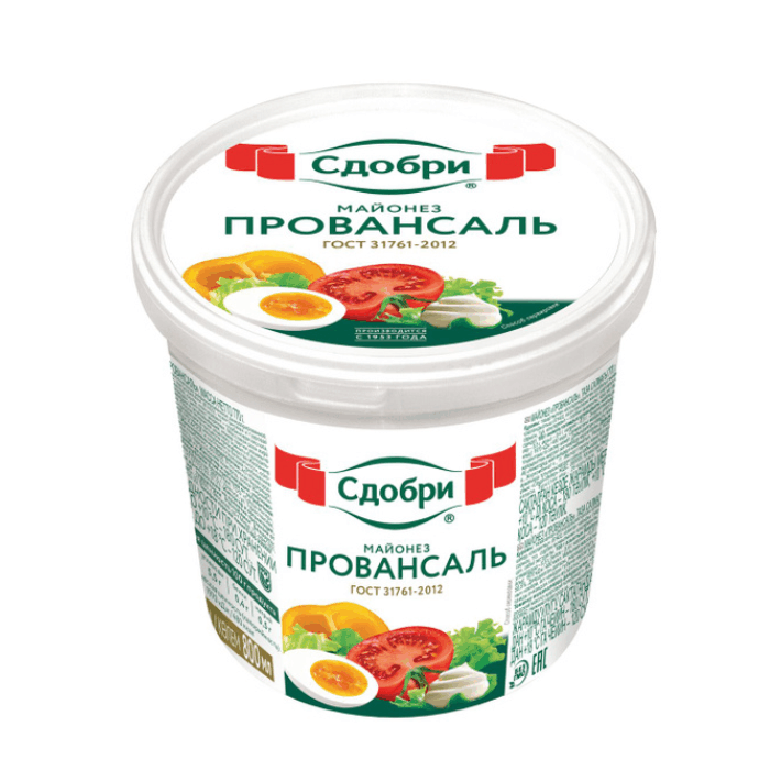 Майонез Сдобри Провансаль 50,5 % 800гр (ведро)