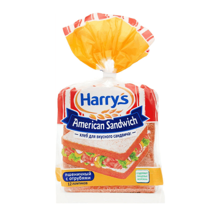 Сэндвичный Хлеб "Harrys" Пшеничный с отрубями (470 гр)