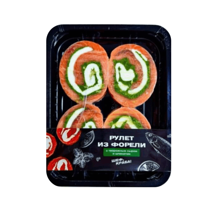 Рулет из форели с тв.сыр и шпинатом( 500г)`