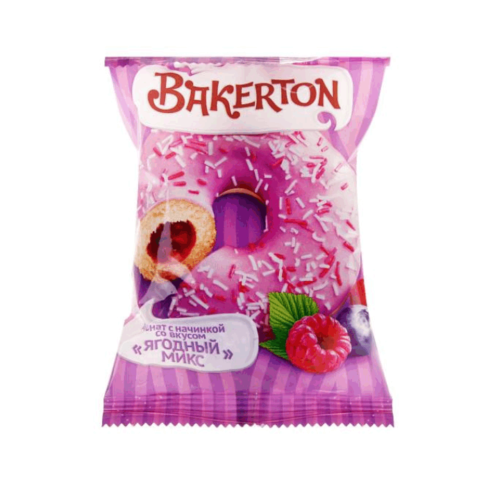 Донат BAKERTON ягодный микс с нач 70 г^
